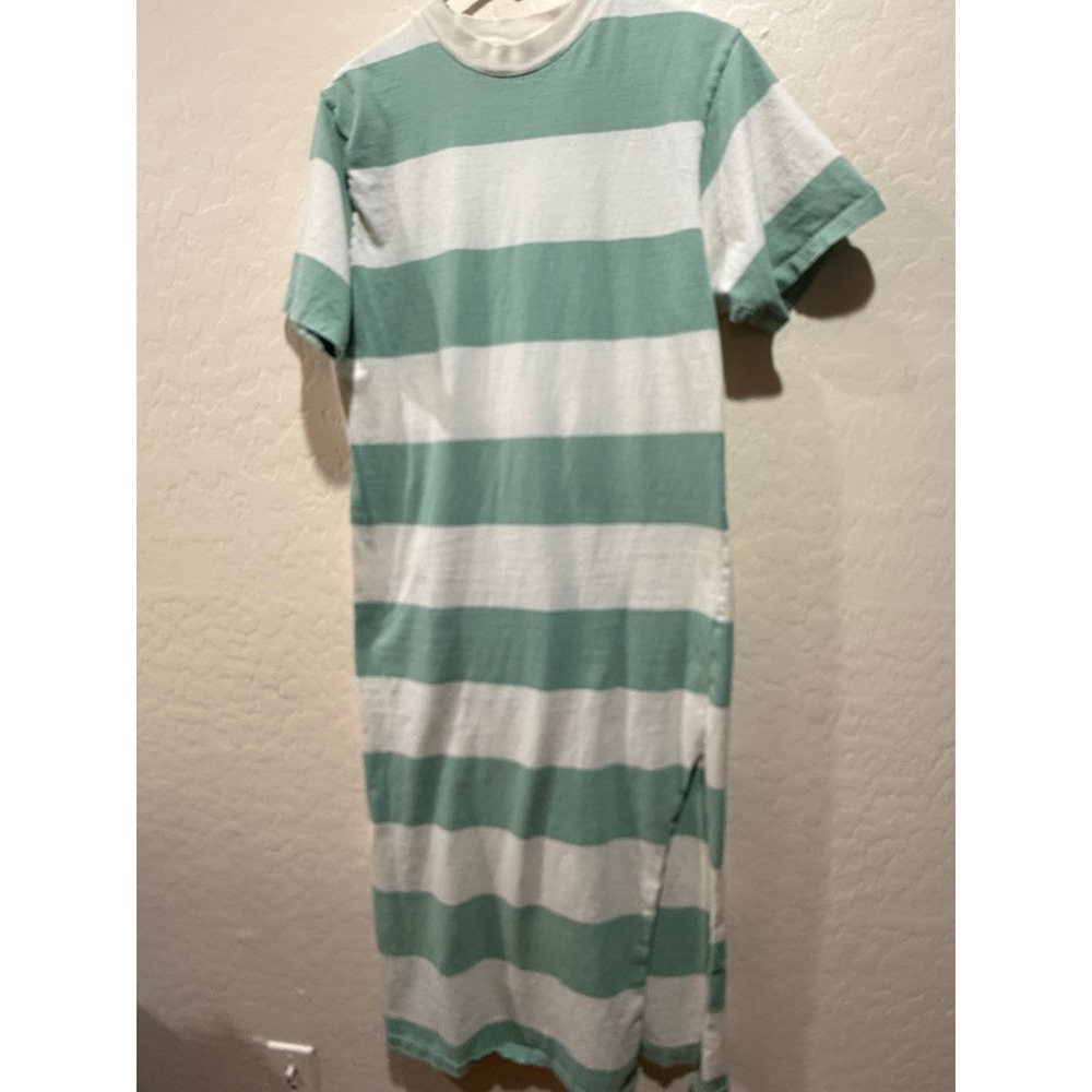 ASOS DESIGN Womens Green White Striped Short Sleeve Midi T-Shirt Dress Size 4 - Picture 3 of 3